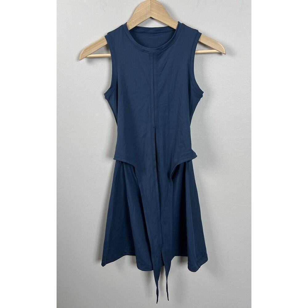 Halara Everyday One-Piece Yoga Mini Dress Cutout Tie Knot Size XS Blue Women’s - Picture 2 of 9